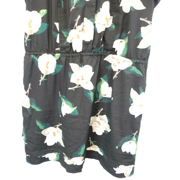 BANANA REPUBLIC Black White Midi Dress XL Shift Botanical Pleated Short Sleeve - Picture 6 of 10